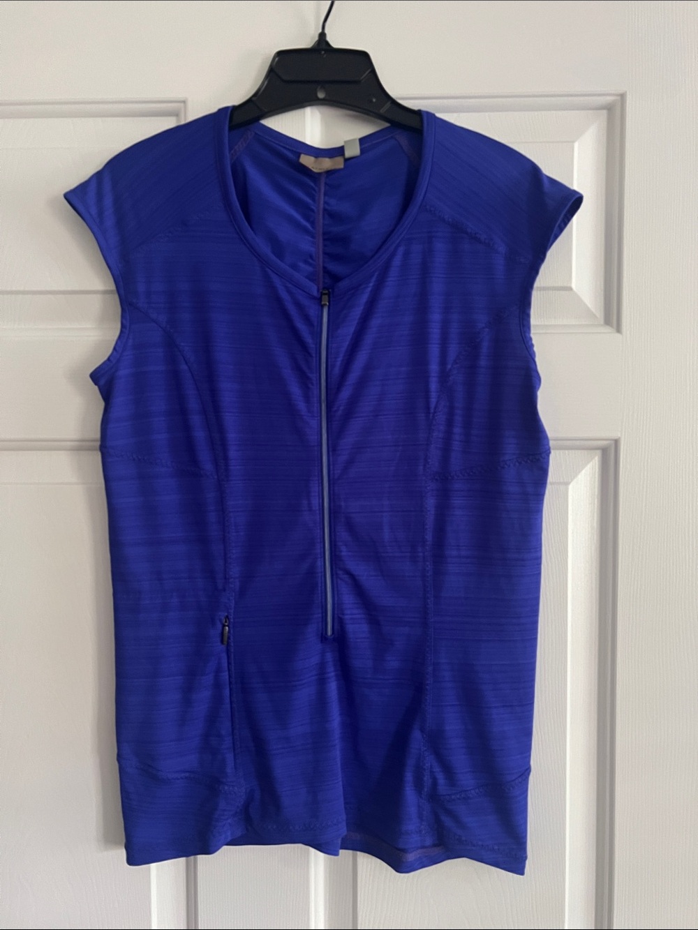 Athleta Cobalt Blue Zip-Front Sleeveless Active Tank